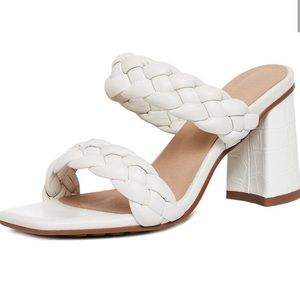 Braided White Heels